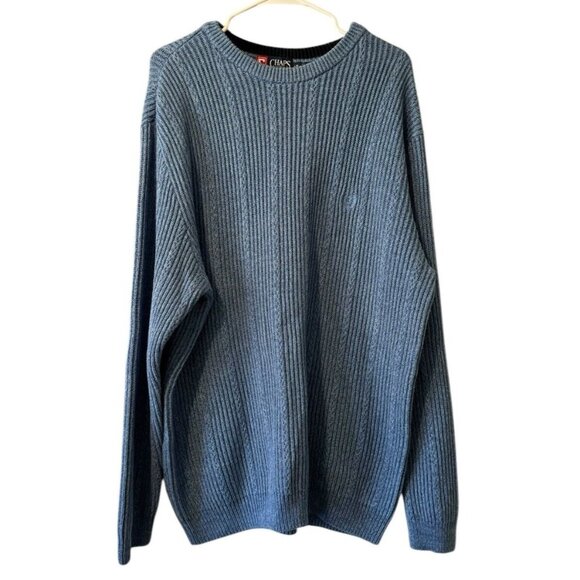 Chaps Sweater Men Large Blue Pullover Sweater Casual Crewneck Knit Preppy Modern - Picture 1 of 13